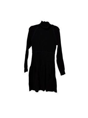 Victoria’s Secret Bodycon tiered sweater dress, size L Black w/ Navy piping